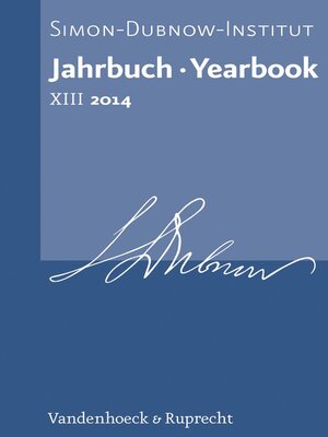 cover image of Jahrbuch des Simon-Dubnow-Instituts / Simon Dubnow Institute Yearbook XIII/2014